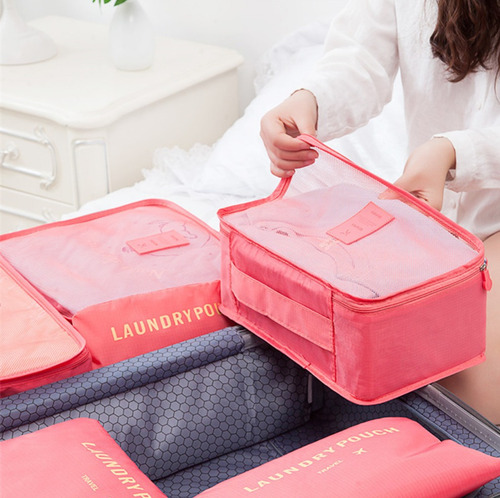 Set De 6 Organizadores Para Valija Travel Pouch Celeste