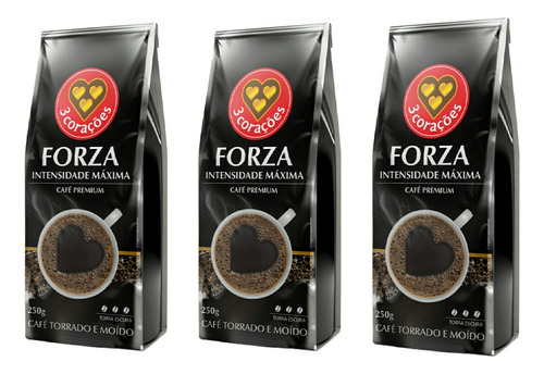 Café Forza 3 Corações Premium Torra Escura Abic 250g - 3 Pc