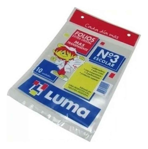 Folio Escolar Nº3 Extra Cristal Pack X 10 Luma