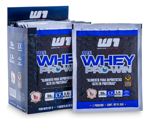 7 Sachets Proteína Whey Pro Win 33 Grs. Winkler Nutrition Sabor Dulce de leche