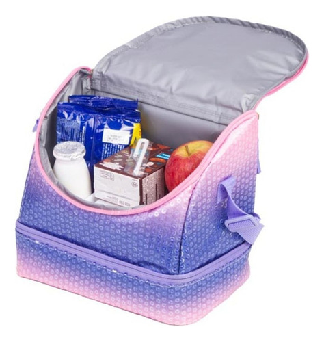 Mochila De Costas G Lancheira Sestini Capricho Paetê Cor Rosa
