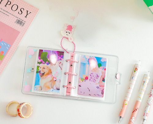 Mini Album Para A8 Photocards Tarjetas Kawaii Con Llavero Púrpura