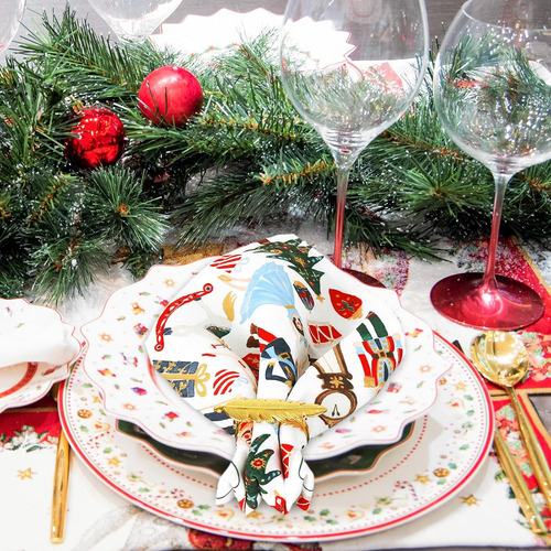 Set De 4 Servilletas De Tela Cascanueces Navidad Acuarela...