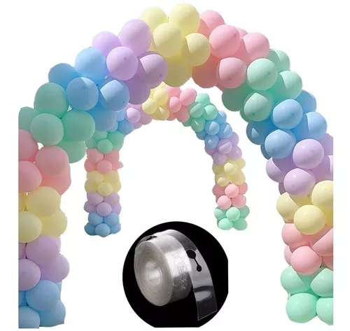 Kit Cinta Acetato 5mts Arco Globos + 50 Globos Pastel 23 Cm