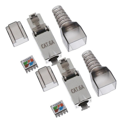 Conector Rj45 Blindado, Conector Cat6a De 2 Piezas