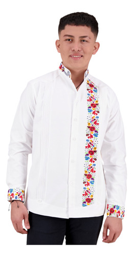 Guayabera Bordada De Algodón Oxford Ml. Palomita. Mayakim