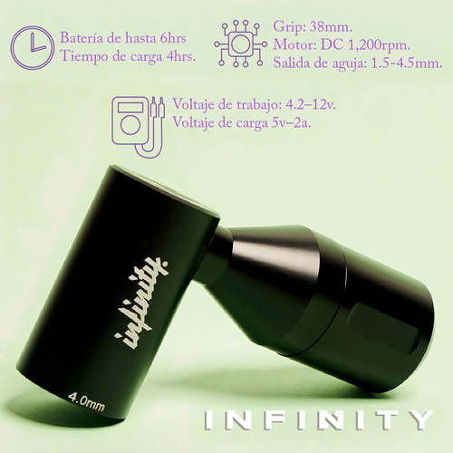 Máquina de caneta de tatuagem rotativa Infinity Perseus Stroke de 4,0 mm - cor preta