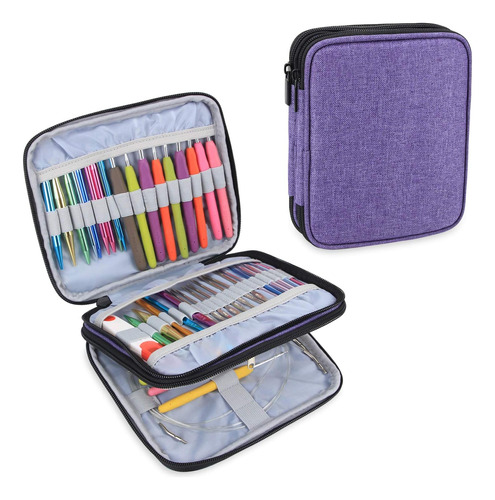 Estuche Cartuchera Organiz P/agujas Tejer All In One Purple