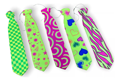 Corbata Plastica Neon Estampada