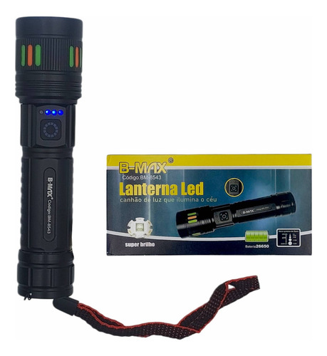 Lanterna B-max 8543 Super Forte Lanterna Preto Luz Branco