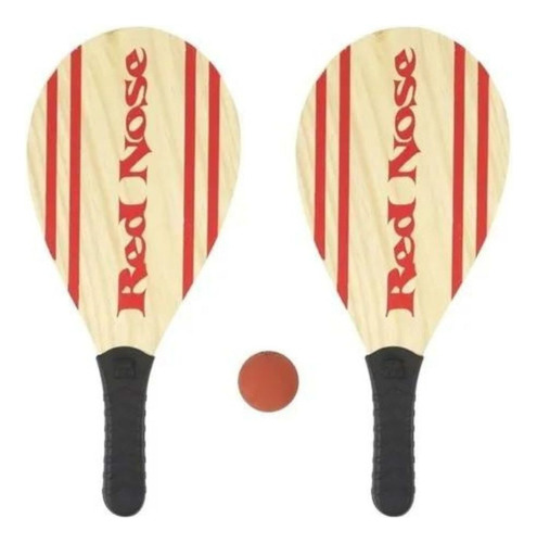 Kit Frescobol Tenis De Praia Com 2 Raquetes Bola E Bolsa Red
