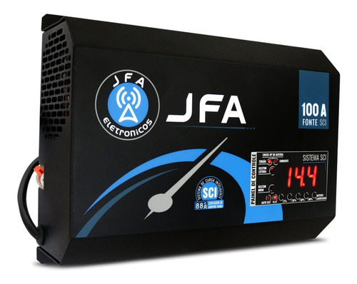 Fonte Automotiva Jfa 100a Slim Bivolt Voltímetro Digital Som