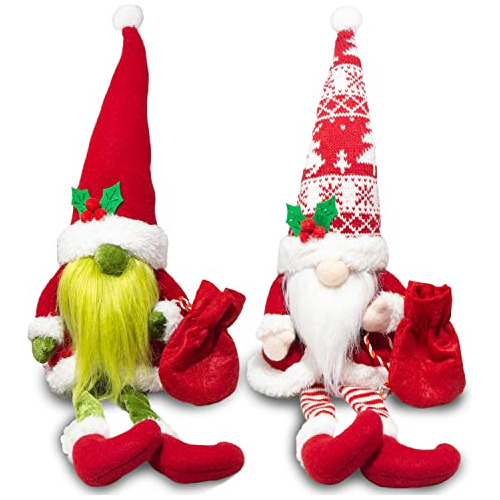 Decoraciones De Gnomos Navideños, 2 Piezas De Figurine...