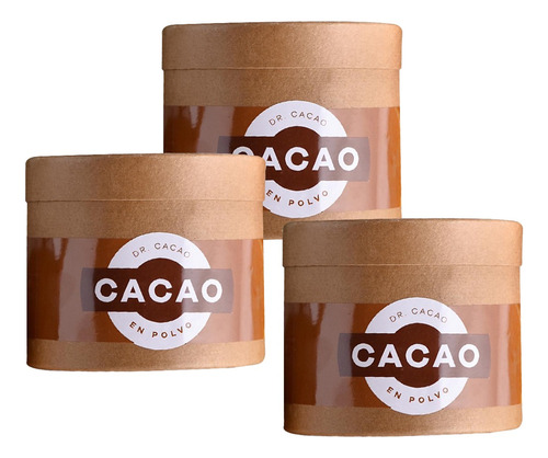 Cacao Puro Dr. Cacao En Polvo Pack X3 Unidades 