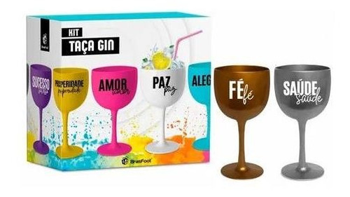 Kit 2 Taças Gin Tônica Plasticas - Fé E Saúde 580ml