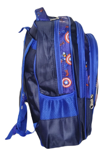 Mochila 3d Con Luz Capitan America En Combo Lapicera + Lonchera