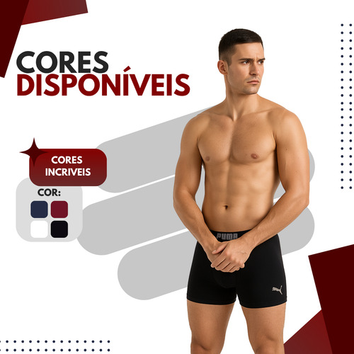 Kit 4 Cuecas Boxer Puma Microfibra Sem Costura Box 40mm