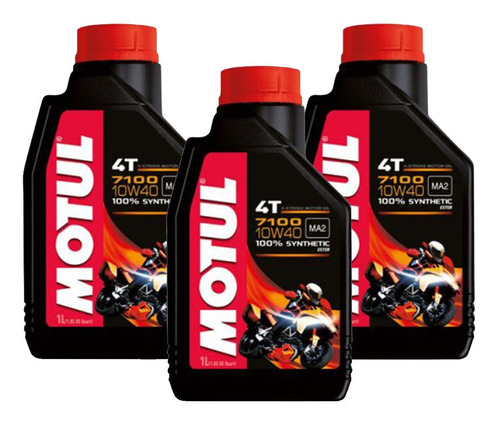 Pack 3 -7100 10w40- Motul Aceite Para Moto -sintético -1lt