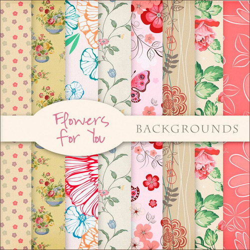 Kit De Papel Digital Shabby Chic Flowers For You