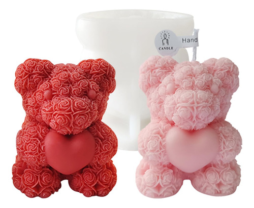 Bear Gifts - Moldes De Silicona Con Diseño De Oso De Rosas.