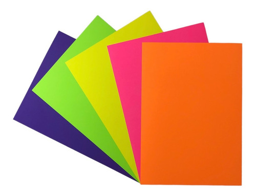 20 Folhas Papel Colorido Neon 180g A4 Massa Branca Offpaper
