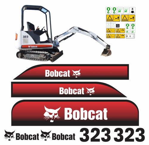 Kit Adesivos Mini Escavadeira Bobcat 323 Com Etiquetas 