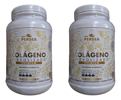 Colageno Hidrolizado Premium S/natural Persea 1.2 Kg Pack 2 Sabor Natural