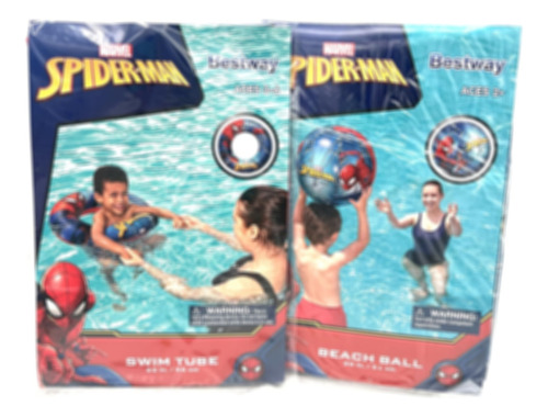 Spiderman - Combo De Tubo De Natación Y Pelota De Playa, Inf