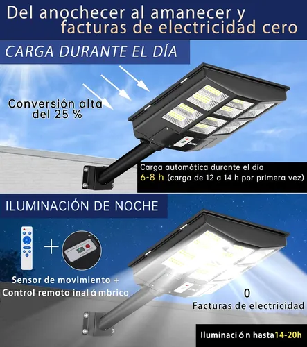 Foco Solar Led 500w Luminaria Full + Soporte + Control