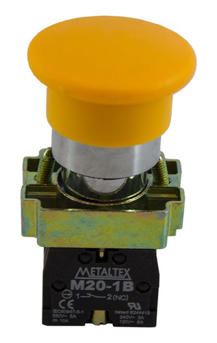 Botão Cogumelo Pulsador Amarelo 1nf M20amr-y-1b Metaltex