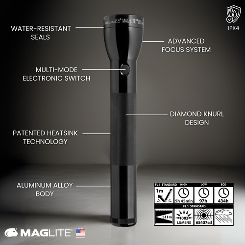 Linterna Maglite Ml300l 4d Led 1002 Lúmenes Resistente Al Ag