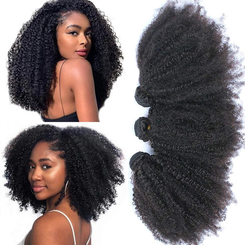 Extensiones De Cabello Humano Rizado Afro Mongol De 14, 16,