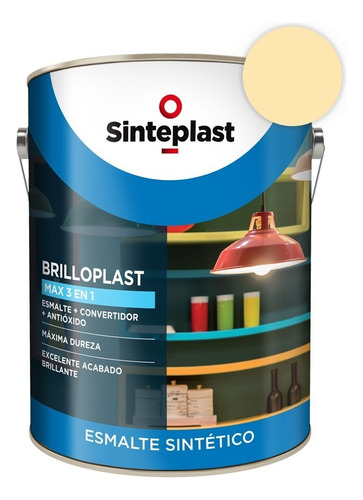 Esmalte Sintético + Convertidor Brilloplast 3 En 1 4lts Color Crema
