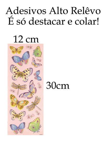 Imagem 2 de 4 de Adesivo Alto Relevo Borboletas Scrap