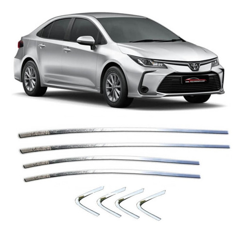 Kit Aplique Pestana Lateral Superior Inox Corolla 2020 8pçs