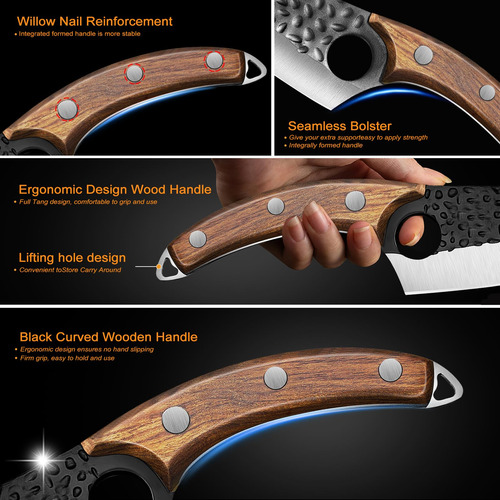 Cuchillo De Carnicero Forjado A Mano Con Funda Alto Carbon