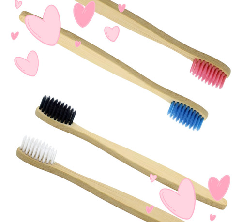 Duo Pareja Cepillo Dientes De Bambú Ecológico Biodegradable Color Negro y blanco