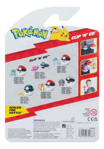 Brinquedo Pokémon Clip N Go Squirtle Com Boneco De Batalha D