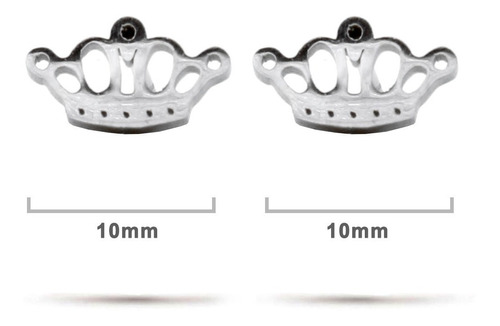 Aretes Acero Inox Plateado Tipo Broquel Diseño Corona