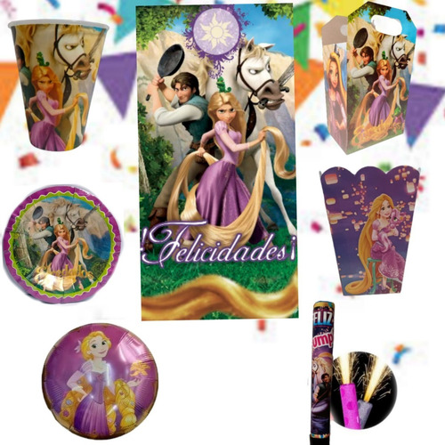 Rapunzel Enredados Articulos Fiesta Paq 20 Niños Paq 1