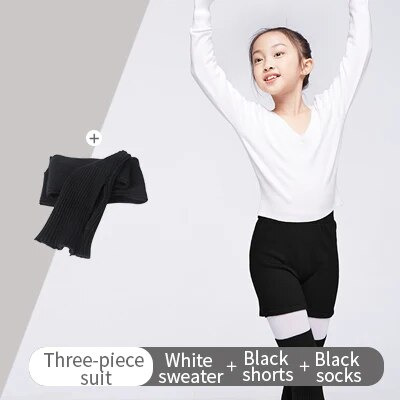 Conjunto De Suéter De Ballet Con Pantalones Cortos Para Niña