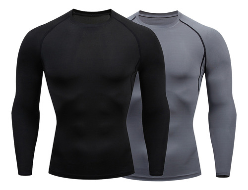 2pcs Playera Licra Deportiva Hombre Compresión