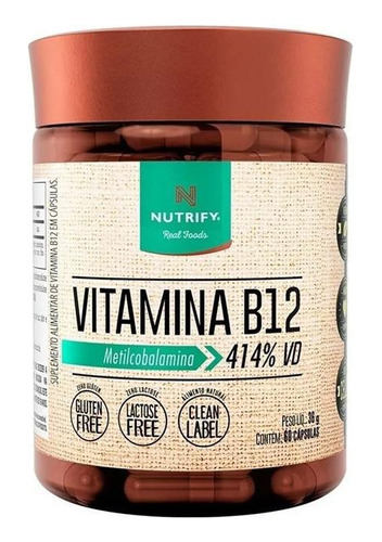 Vitamina B12 Metilcobalamina 414%- 60caps Nutrify