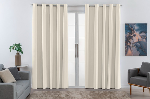 Cortina Blecaute Pvc 260x180 Blackout Corta Luz Quarto Sala Cor Palha