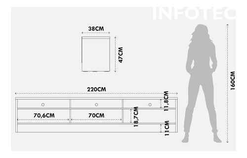 Rack Aspen 219 Cm - Branco Fosco