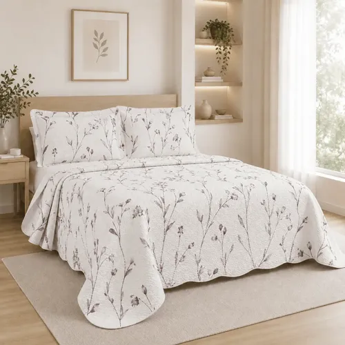 Kit Colcha 3 Pcs Casal 2,2x2,4m Estampado Floral Dupla Face Madri