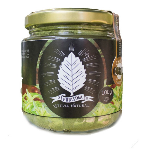 Stevia Hoja Pulverizada. Frasco 100g Orgánica.