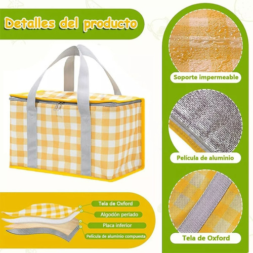 2pzs Bolsa De Picnic Aislada Reutilizable Gran Capacidad
