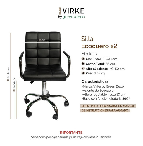 Imagen 2 de 9 de Silla Ejecutivo Oficina Acolchado Escritorio Sillón X2