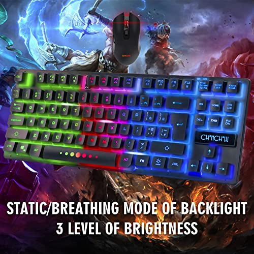 Combo Teclado Ratón Gaming Inalámbrico Tkl Led
